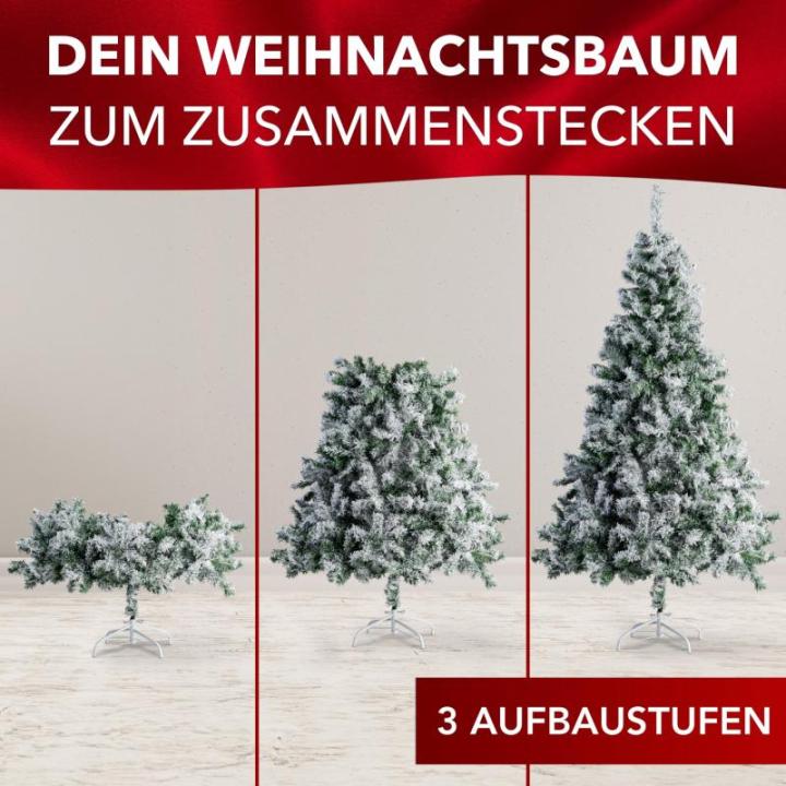 Claus Premium kunstkerstboom, 120 cm, hoogwaardige kunstkerstboom met metalen standaard, natuurgetrouwe sneeuwlook