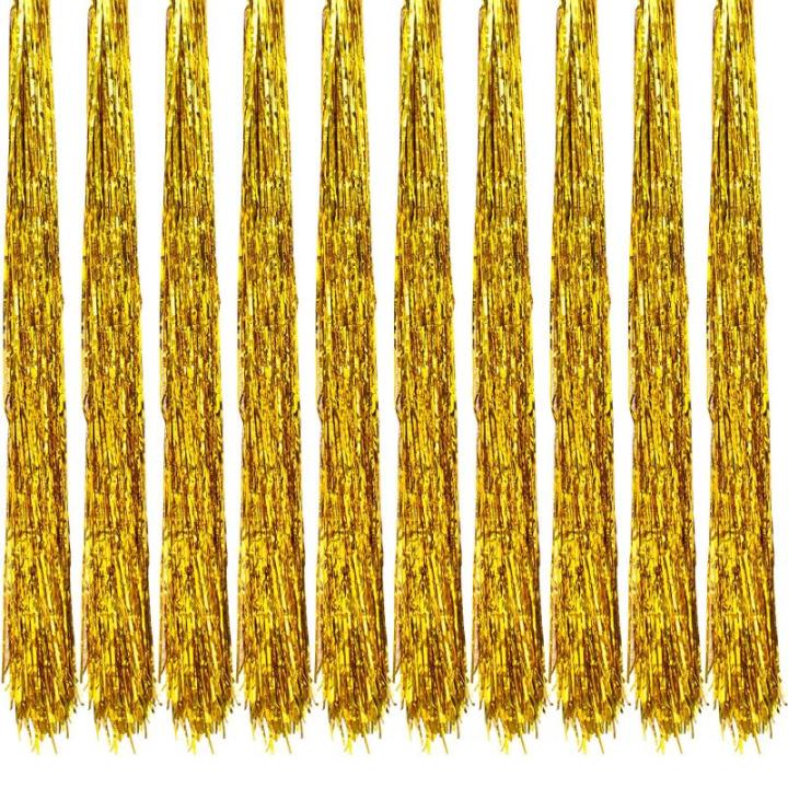 10 x Lametta, glanzend, 100 cm, voor kerstboom, boomversiering, kerstdecoratie, Kerstmis, party, feest, decoratie, zilver, goud, wit, zwart, roze, paars, blauw, groen, kleur naar k