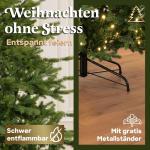 Kunstkerstboom, 180 cm, inclusief houten en metalen voet, natuurgetrouw met dichte takken, kunstkerstboom voor binnen en buiten, kunstkerstboom