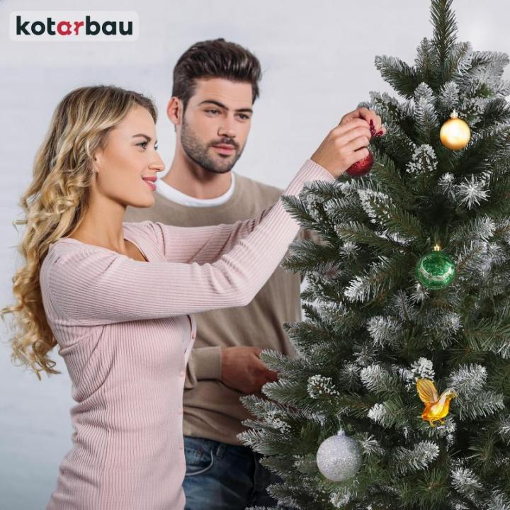 Kunstkerstboom, sneeuw, 160 cm, diamantsparrenboom op een houten stam met plastic standaard, kerstboom, kunstboom, kunstboom, kerstboom