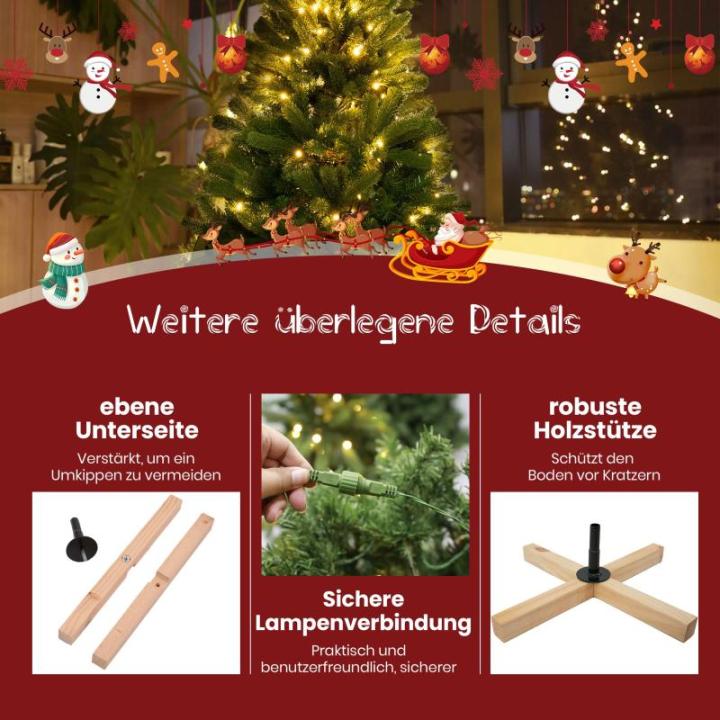 TAB Kunstkerstboom met verlichting, 235 cm, met 1180 PE-pvc-tips en metalen standaard, 360 warme ledlampen en 8 lichtmodi (210) (235 cm) kunstkerstboom