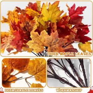 4 stuks kunstmatige esdoornbladeren herfstbladeren herfst esdoornbladeren takken kunstmatige esdoornbladeren herfst voor binnen en buiten huis (herfst A)