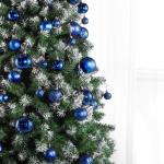 middernachtblauwe kerstbalornamenten voor kerstversiering - 36 stuks kerstboom onbreekbare ornamenten met ophanglus voor vakantie- en feestdecoratie (combo van 6 stijlen in 3 maten