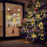 Kerstverlichting – 10 led-lichtgordijnen, werkt op batterijen, warme Biacno timer, decoratieve kerstverlichting voor kerstboom, raam, deur, bruiloft (sneeuwvlok en eland)