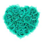 Rozenbox hart, 18 rozen, stabiele bloemenbox, wit, 10 jaar houdbaar, cadeau-idee, decoratieve bloemenbox, turquoise
