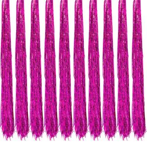 10 x Lametta, glanzend, 100 cm, voor kerstboom, boomversiering, kerstdecoratie, Kerstmis, party, feest, decoratie, zilver, goud, wit, zwart, roze, paars, blauw, groen, kleur naar k