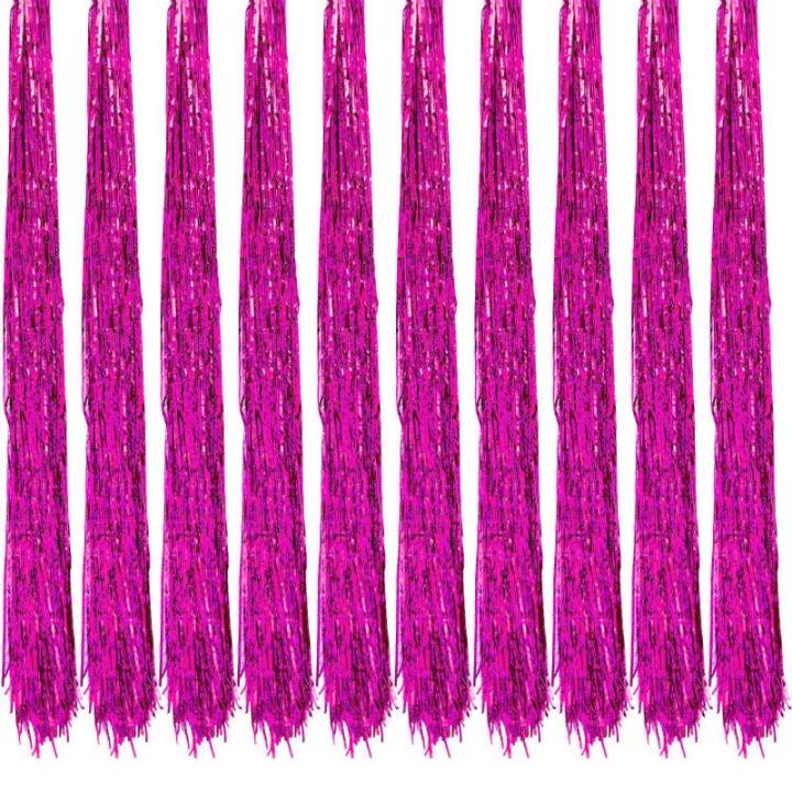 10 x Lametta, glanzend, 100 cm, voor kerstboom, boomversiering, kerstdecoratie, Kerstmis, party, feest, decoratie, zilver, goud, wit, zwart, roze, paars, blauw, groen, kleur naar k