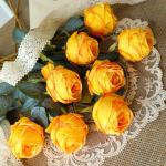 10 stuks gele kunstrozen, 50 cm, lang, enkele roos, kunstbloem, zijden bloesem, roos, realistische bloem voor tafel, kantoor, feest, bruiloft, woondecoratie (geel, 10 stuks)