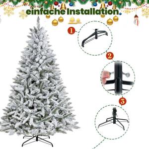 Künstlicher Weihnachtsbaum 180cm Tannenbaum mit LEDs Christbaum aus 100% neuem PVC mit Schnee Weihnachtsbäume mit 700 Spitzen und Metallständer Weihnachtsdeko Geschenk für Fami