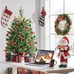 91 cm mini-kunstkerstboom met 143 takken en cementbasis, mini-tafelblad, dennenboom, moeilijk ontvlambaar, tafelkerstboom, klein, voor kerstdecoratie, groen