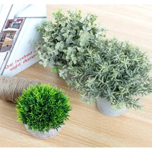 Set van 5 mini- in pot, nep, kleine eucalyptus, rozemarijn, groen, kunststof, kunstgroen, grasplanten, decoratieve nepplant voor huis, kantoor, balkon, bureau, badkamerdecoratie