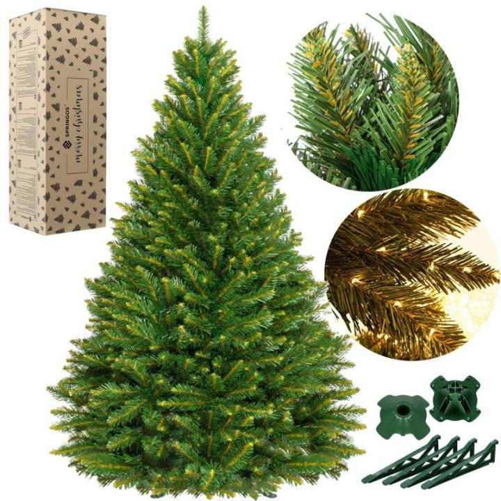 Künstlicher Weihnachtsbaum mit Christbaumständer 220 cm Naturgetreu Dichte Zweige PVC Skandinavische Fichte In EU Hergestellt