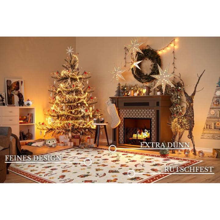 Design tapijt Nostalgic - Toy's Delight - kerstboomdeken, kerstboom voor woonkamer, slaapkamer, eetkamer, hal - rood meerkleurig, 160 x 230 cm