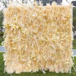 Champagner Raureif Kunstblume Hintergrund Wandtuch Hintergrund Blumenwand, Blumenarrangement Blumenwandpaneel-Set, Seiden-Hortensie-Blumenpaneel Für Fotohintergrund Home Party Hoc