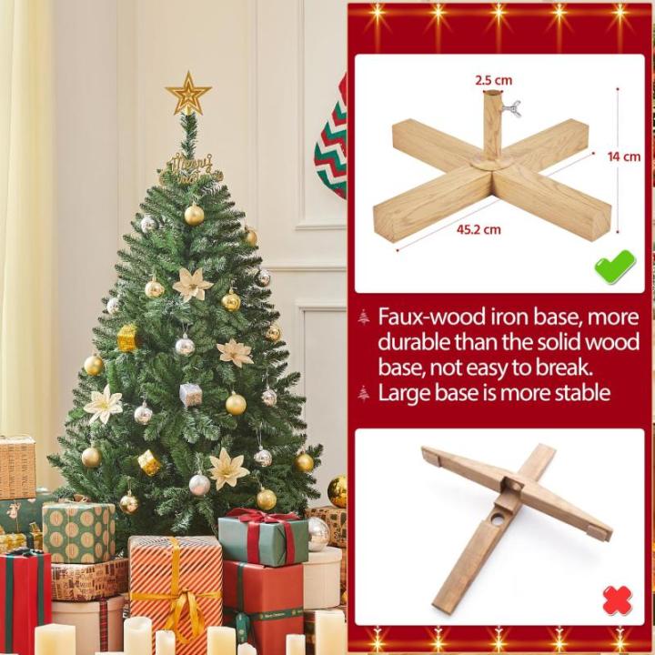 Kunstkerstboom, 152,5 cm, kerstboom met 437 takken, kunstboom, dennenboom, moeilijk ontvlambaar, pvc, incl. metalen standaard met houtnerf sparrenhout, snelle montage, groen