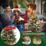 2 x kerstboom met decoratieve lichtketting 30 LED warm wit batterij, 60 cm mini kunstkerstboom met sneeuw, dennenappels en taxbessen, tafelkerstboom, kerstdecoratie, materiaal PE