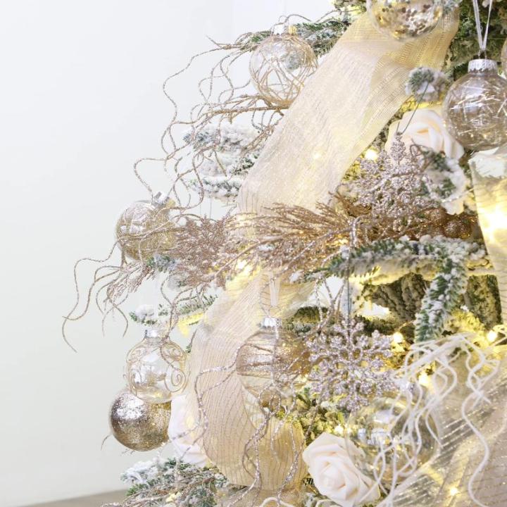 Onbreekbare doorzichtige plastic van 60 mm met glitterschilderij, transparant, doorzichtige kristallen , kerstboomdecoraties (30 stuks, champagne)