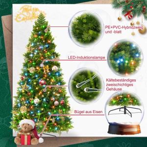Dichter Premium Künstlicher Weihnachtsbaum 150 cm mit Beleuchtung – Lebensechter Tannenbaum aus PVC+PE-Mix, mit Metallständer, Perfekter Christbaum für Festliche Dekoration