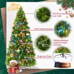 Dichter Premium Künstlicher Weihnachtsbaum 210 cm mit Beleuchtung – Lebensechter Tannenbaum aus PVC+PE-Mix, mit Metallständer, Perfekter Christbaum für Festliche Dekoration