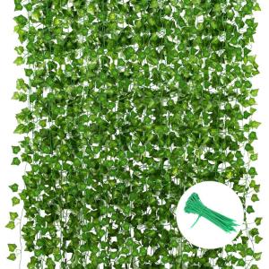 Ivy Kunstslinger, klimopslinger, 12 stuks, 84 ft nepklimop, planten, kunstplant, hangplant, kunst, klimop, decoratie, voor tuin, bruiloft, balkon, feest, wanddecoratie, esthetische