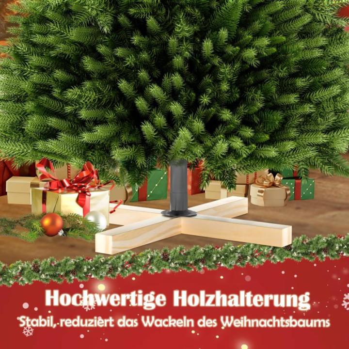 Kunstkerstboom 210 cm premium dennenboom kunstgroen PVC, natuurgetrouwe spuitgietelementen, edelspar snel op te bouwen, brandbaar, incl. kerstboomstandaard (2,1 m)