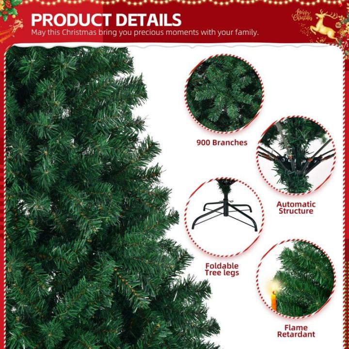 Kunstkerstboom 120/150/180/210 cm pvc-materiaal verdikte takken, opvouwbaar met robuuste sokkel, groen, 210 cm