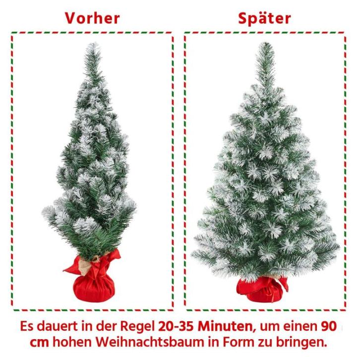 90 cm kerstboom met sneeuw, mini kunstkerstboom, tafel-kerstboom, kerstdecoratie, materiaal pvc, incl. cementbasis
