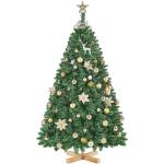 Kunstkerstboom, 152,5 cm, kerstboom met 437 takken, kunstboom, dennenboom, moeilijk ontvlambaar, pvc, incl. metalen standaard met houtnerf sparrenhout, snelle montage, groen