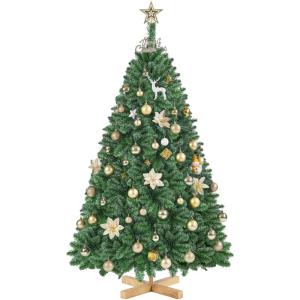 Kunstkerstboom, 152,5 cm, kerstboom met 437 takken, kunstboom, dennenboom, moeilijk ontvlambaar, pvc, incl. metalen standaard met houtnerf sparrenhout, snelle montage, groen
