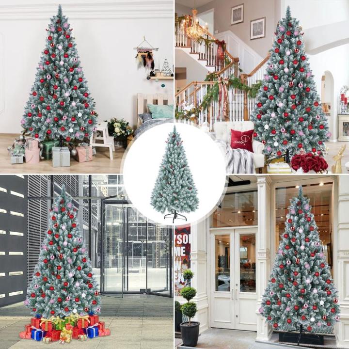 Kunstkerst, kleine kerstboom, 150 cm (Ø ca. 75 cm), 420 takken, moeilijk ontvlambaar pvc, met dennenappels wit