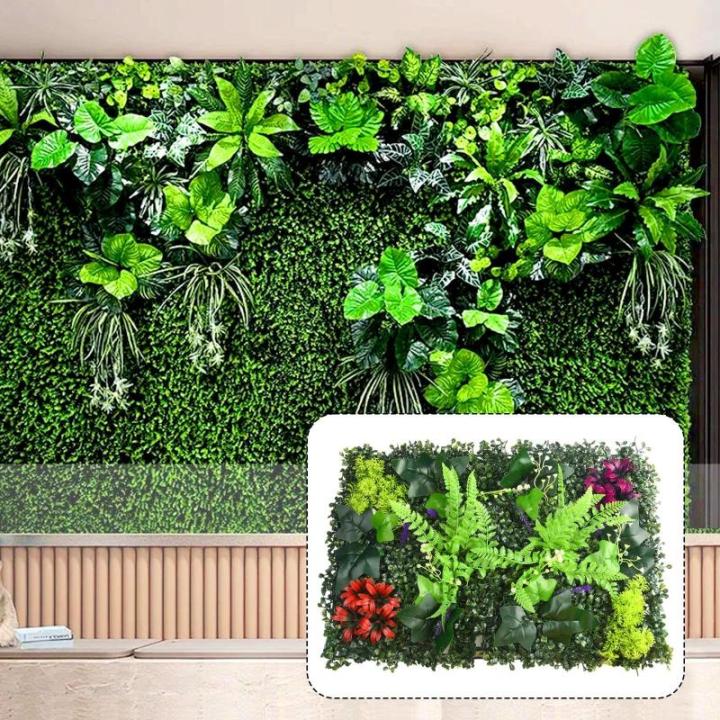 Decoratieve kunstmatige hekken 40 x 60 cm Kunstmatige Plant Gras Nep Plant Wandpanelen Kunstbloemen Hek Groene Bladeren Muur Hekken Outdoor Gesimuleerde Plant Wandpanelen Huis Tuin
