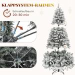Kunstkerstboom met sneeuw, ca. 880 takken, dennenboom met klapsysteemframe en opvouwbare metalen standaard, snelle montage voor thuis, kantoor, winkels, 182 x 95 cm diameter