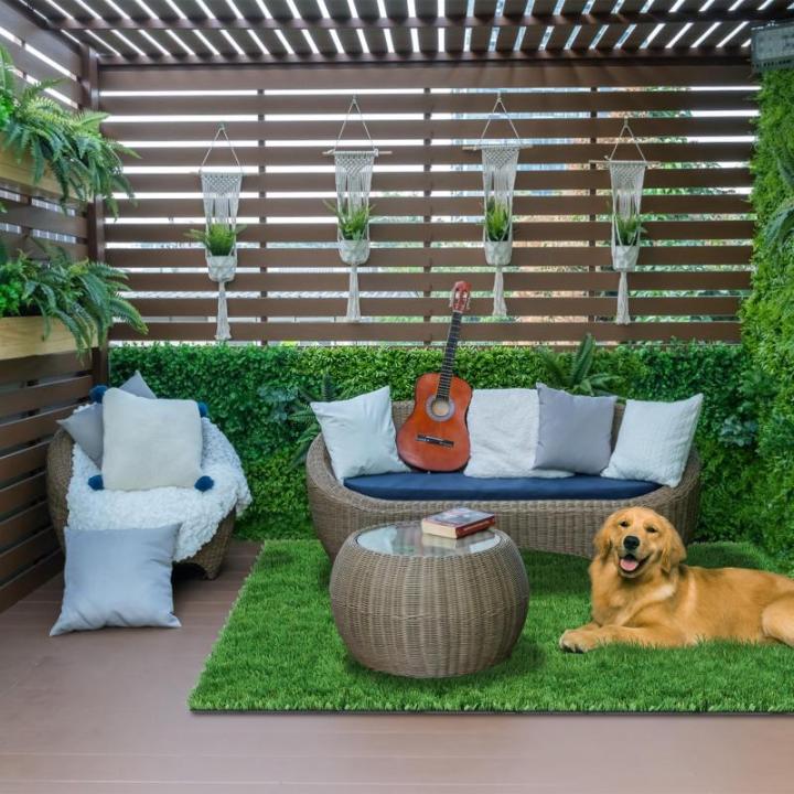 22-delige set / 2 m² kunstgras voor buiten, 30 x 30 cm, vloerbedekking van PE, 40 mm poolhoogte, grastapijt met drainagefunctie, kunstgrastapijt kunstgrastapijt gazontapijt