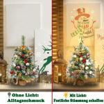 60 cm mini-kerstboom, kunstkerstboom met verlichting, kunstkerstboom met sneeuweffect, met 30 warmwitte leds, dennenappels en rode bessen voor Kerstmis