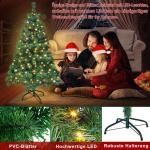 Kunstkerstboom met verlichting, 150 cm, pvc, kunstkerstboom met 180 leds en standaard, kunstkerstdecoratie, groen