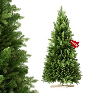 Kunstkerstboom 150 cm premium dennenboom kunstgroen PVC, levensechte spuitgietelementen, edelspar snel op te bouwen, brandbaar, incl. kerstboomstandaard (1,5 m)