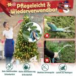 Kunstkerstboom, 210 cm, van PE en pvc, met stabiele houten standaard, realistische dennenboom, kunstkerstboom met ledverlichting voor feestelijke decoratie, snel op te bouwen, klap