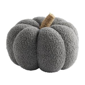 Pumpkin Décor, Gray, Large Shearling Fablic Kürbis-Dekor, Grau, Größe L, 10" x 10" Dia
