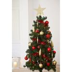 Kerstboomversiering - goud/rood - 60-delig - set incl. boompiek, ballen, parelketting, slinger en sterren - kunststof, 47,5 x 29,7 x 6,5 cm