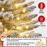 68 cm mini-kunstkerstboom met sneeuw, ingepot dennenboom met 35 leds in warm wit en 262 takpunten, met sneeuw bedekte bevlokte kleine kerstboom