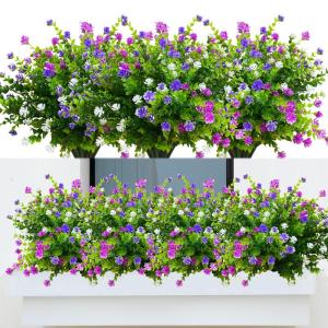 8 bundels , outdoor, weerbestendig, zoals echt, kunstplanten, uv-bestendige balkonplanten, plastic bloemen voor buiten, balkon, balkonbak, tuin, binnen en buiten