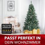 Premium beschneiter Weihnachtsbaum künstlich -Claus- 120cm – Hochwertiger künstlicher Tannenbaum mit Metall-Ständer – Waldkiefer mit Schnee-Effekt & echten Kiefernzapfen