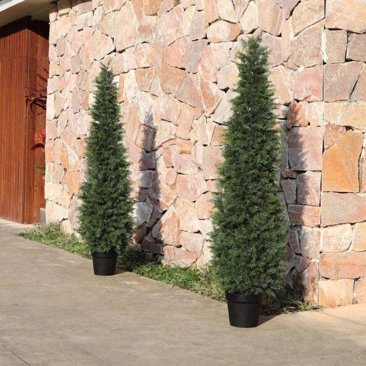Kunstplant ceder 150 cm in pot, coniferen kunstmatig outdoor UV beschermd voor huis woonkamer tuin veranda decoratie (2 stuks)