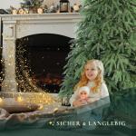 Kunstkerstboom, 100% spuitgegoten kerstboom met standaard van natuurlijk hout, Made in EU, natuurgetrouwe look, kunstkerstboom