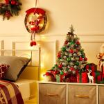 Kunstkerstboom, snelle montage, incl. kerstboomvoet, kerstboom, witte sneeuw voor tafel, kantoor