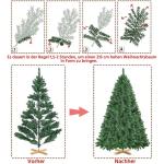 Kunstkerstboom met 1347 takpunten, moeilijk ontvlambaar pvc, inclusief metalen standaard met houtnerf, groen, 213,5 cm