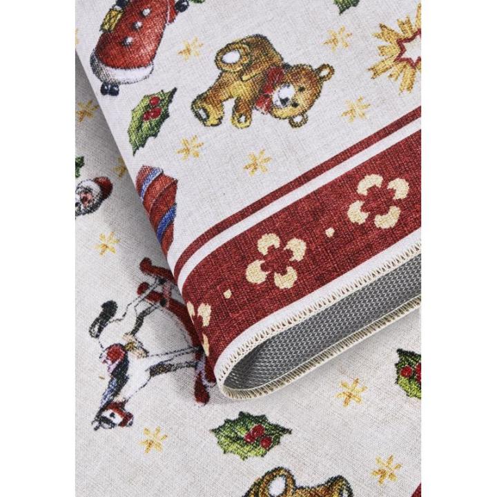Design tapijt Nostalgic - Toy's Delight - kerstboomdeken, kerstboom voor woonkamer, slaapkamer, eetkamer, hal - rood meerkleurig, 160 x 230 cm
