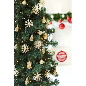 Kerstboomversiering van stro, 32-delige set, kerstboomhanger van natuurlijk materiaal, 22 x 22 x 2,3 cm