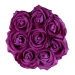 Rozenbox rond, 8 rozen, stevige bloemendoos zwart, 10 jaar houdbaar, cadeau-idee, decoratieve bloemenbox, paars, 17 x 17 x 17 cm
