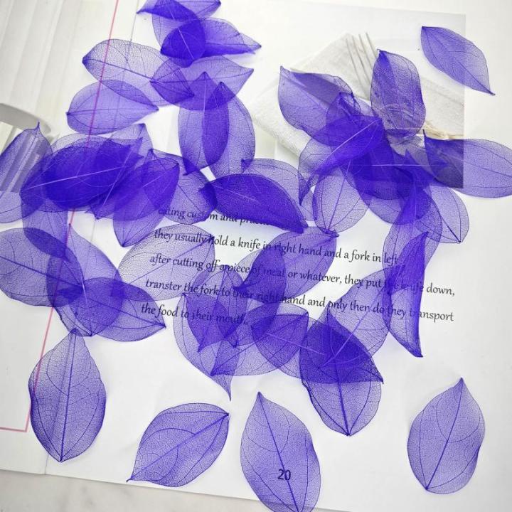 50 stuks kunstbladeren, decoratie, kunstbladeren, slinger, knutselen, droge bladeren, gedroogde bladeren, gebruikt voor doe-het-zelf handwerk, scrapbook, kaarten maken (paars)